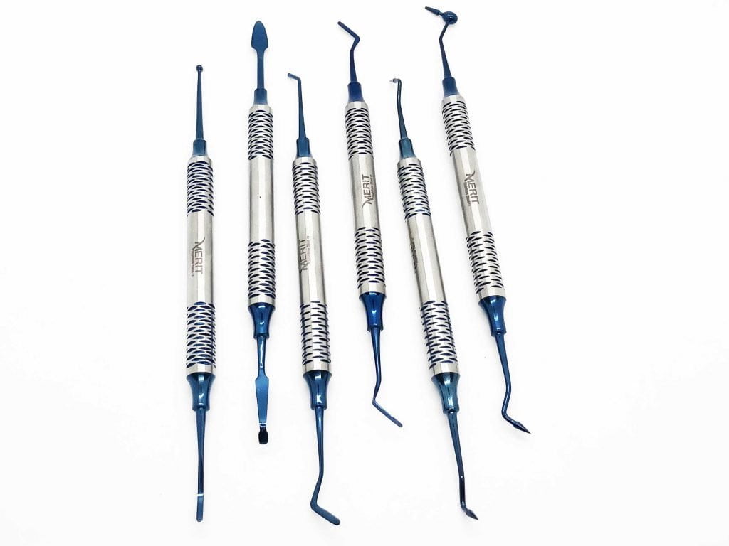 Composite Filling Instruments Blue Titanium Coated, set of 6. Merit