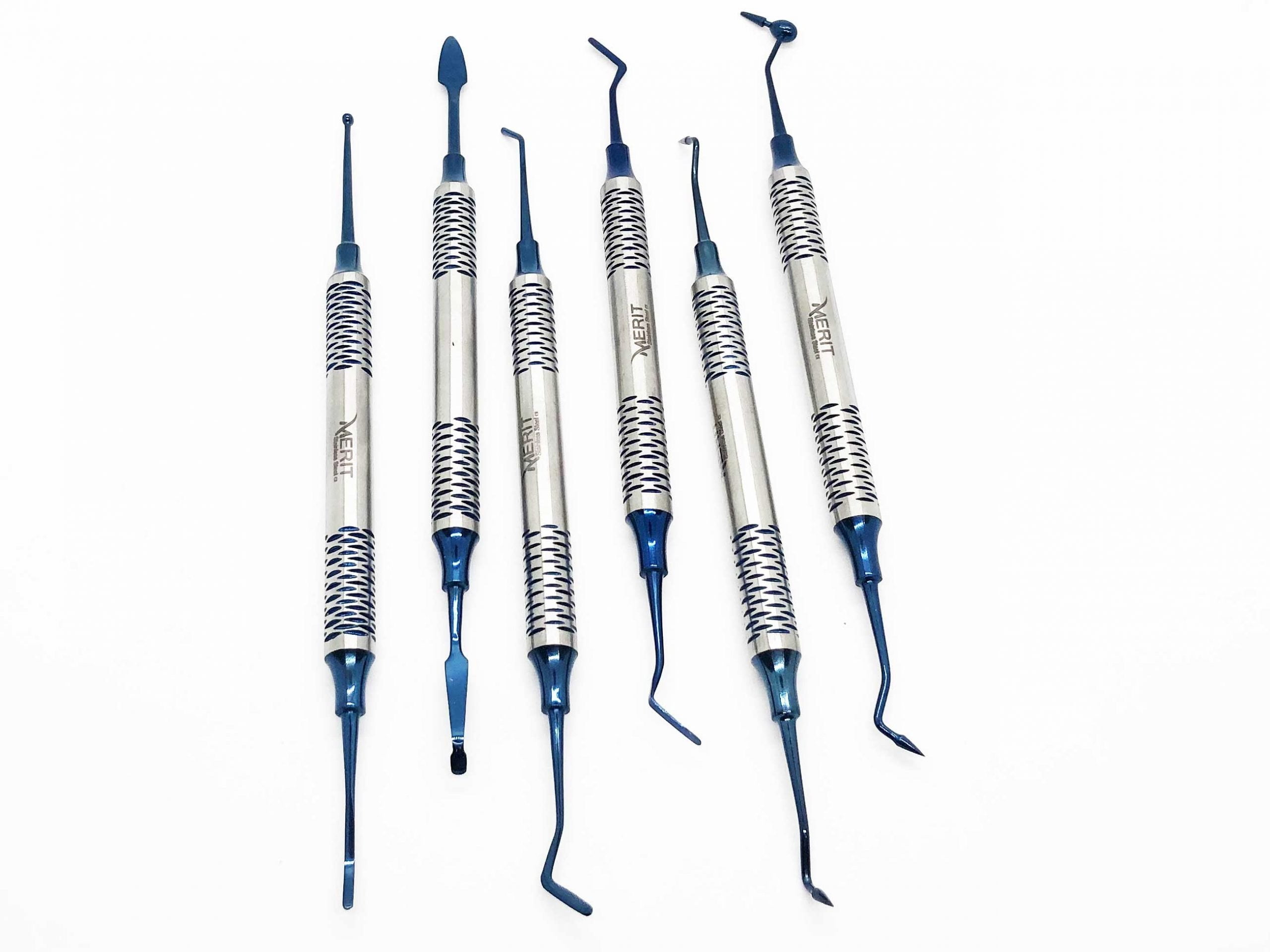 Composite Filling Instruments Blue Titanium Coated, set of 6. Merit