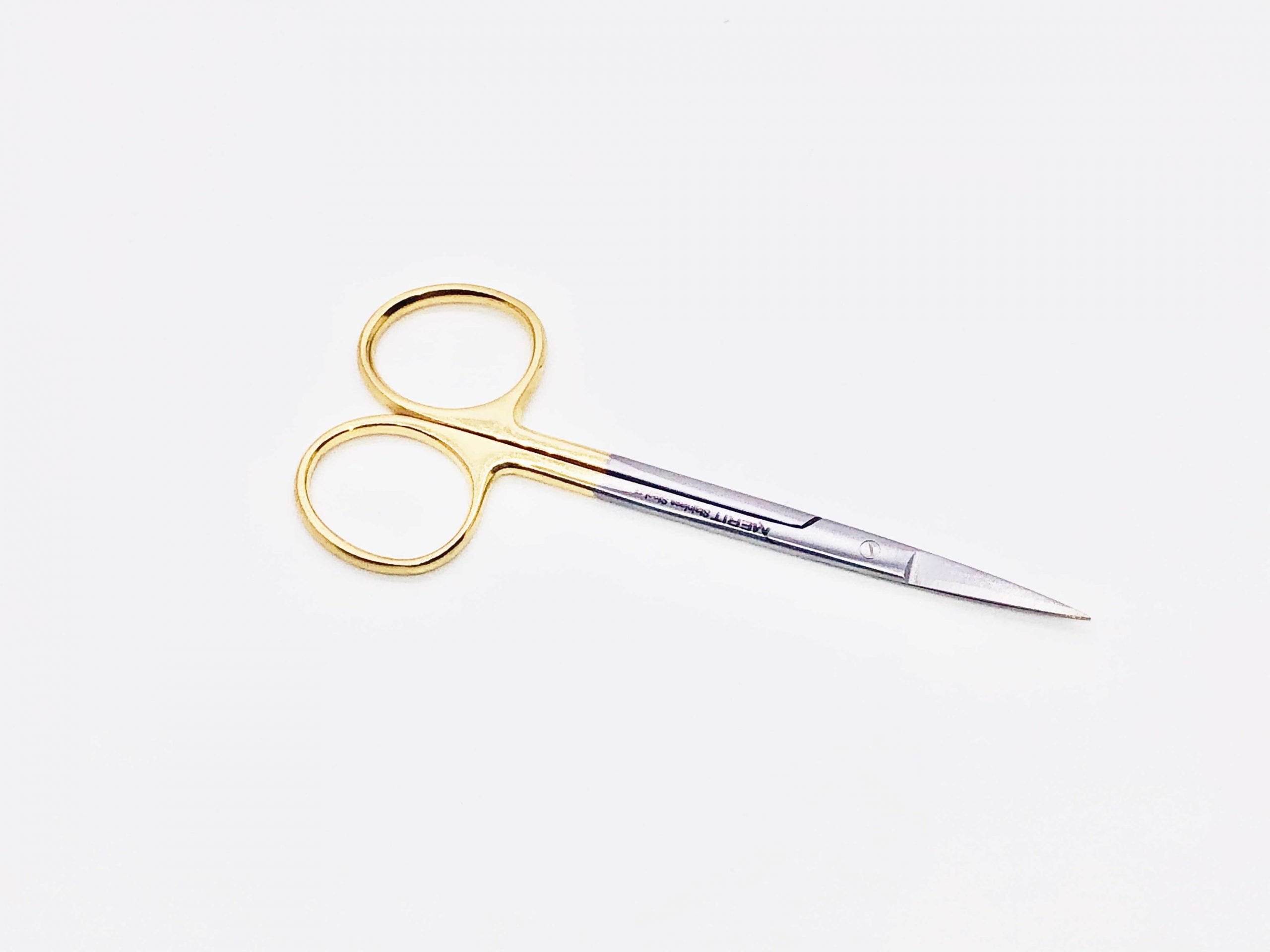 Gold Handle Dissecting Iris Sharp Fine Point Scissors 4.5", Straight, Stainless Steel Merit